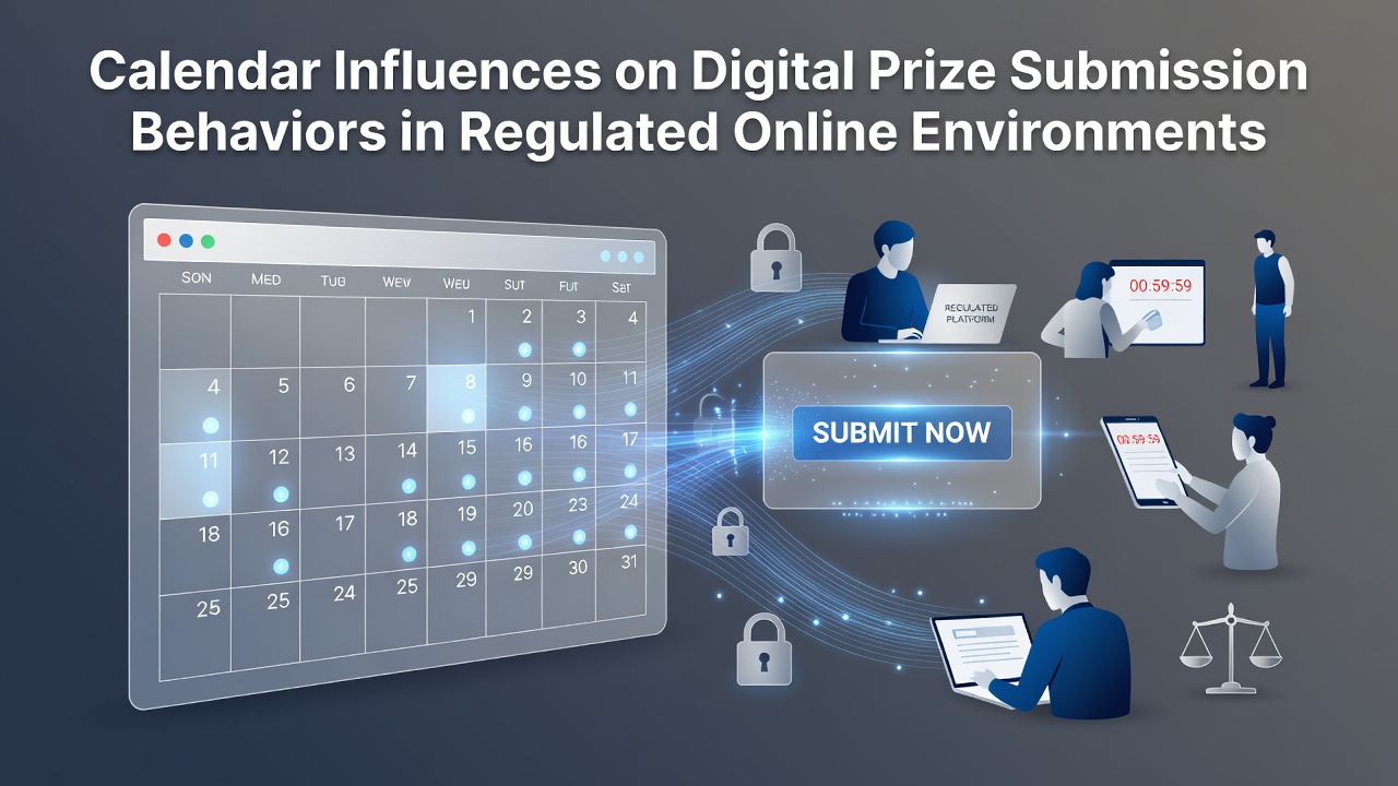 Digital calendar interface showing entry patterns across months in an online prize platform