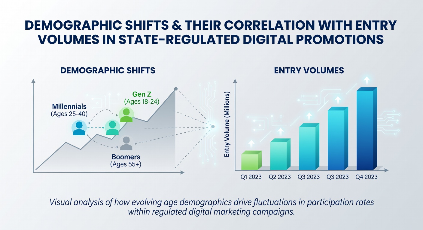 Charts displaying age group distributions and entry volume trends across state-regulated digital promotions