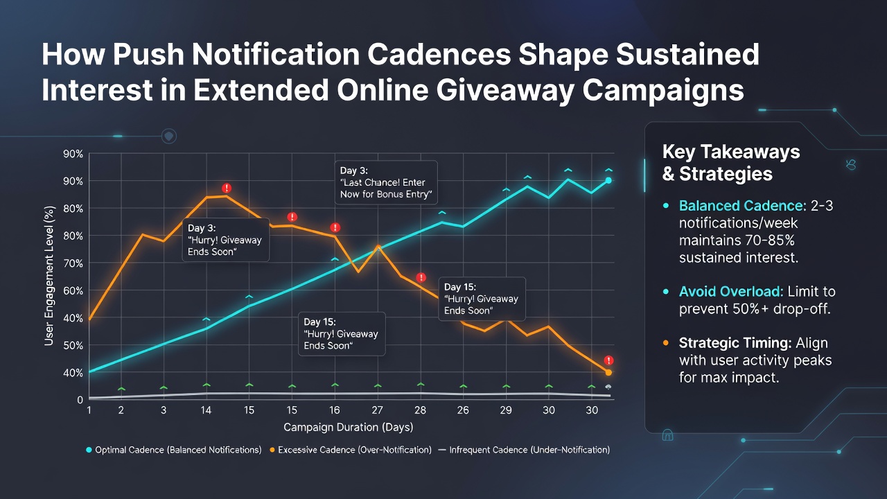 Graph illustrating engagement drop-off rates tied to varying notification frequencies in long-running contests