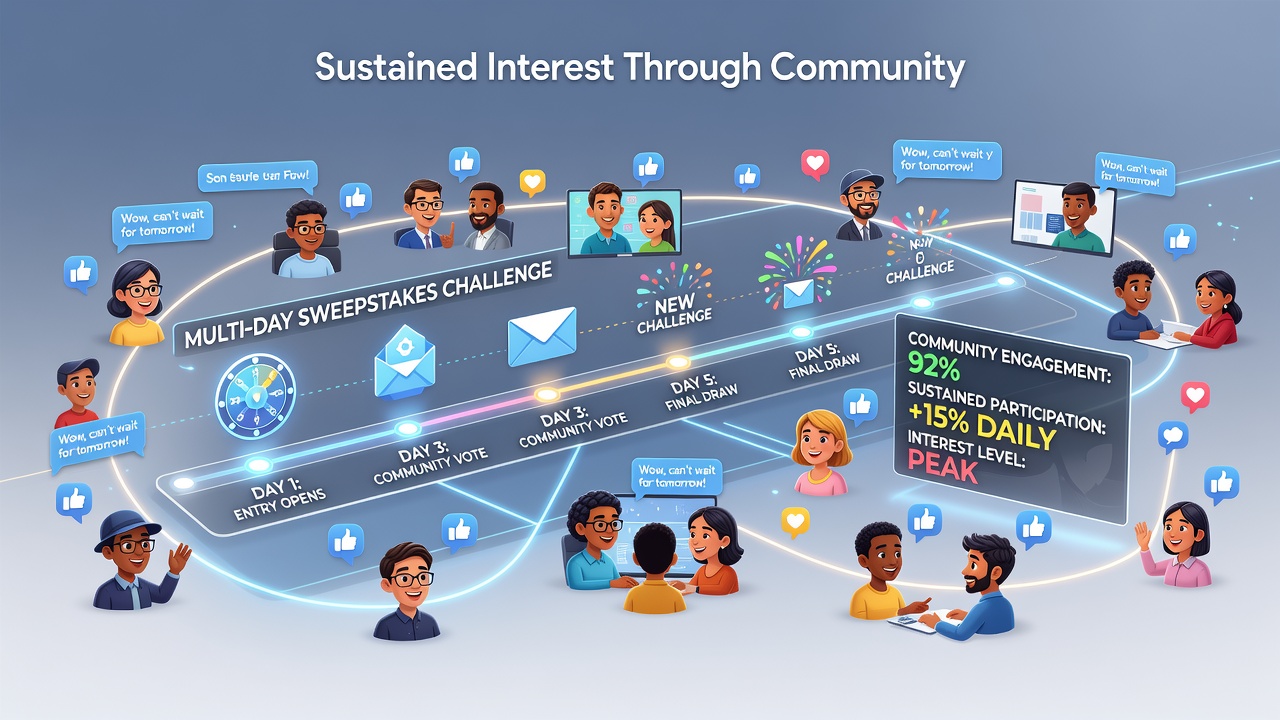 Virtual community members discussing sweepstakes strategies online