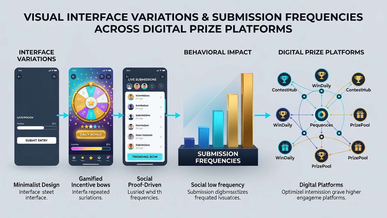 Side-by-side comparison of two digital prize platform interfaces highlighting differences in layout spacing and visual hierarchy that affect submission behavior