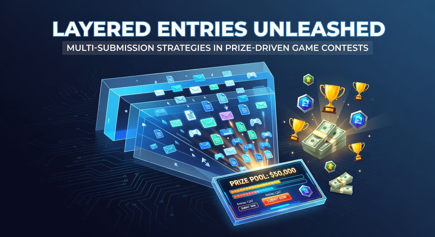 Graph illustrating multi-entry win rates versus single submissions in prize contests, with layered strategy lines peaking higher