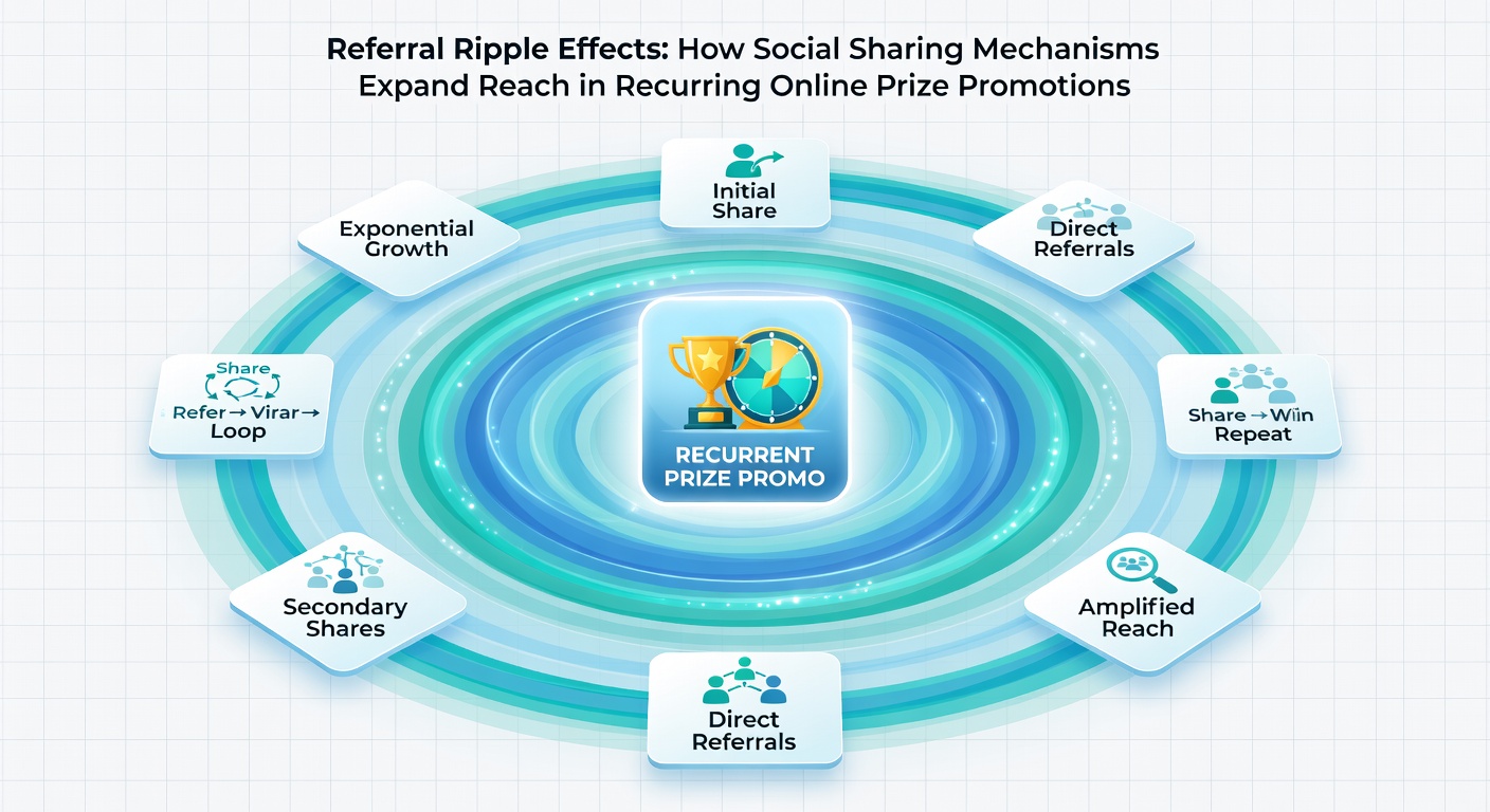 Network diagram showing referral chains and audience growth in online sweepstakes promotions