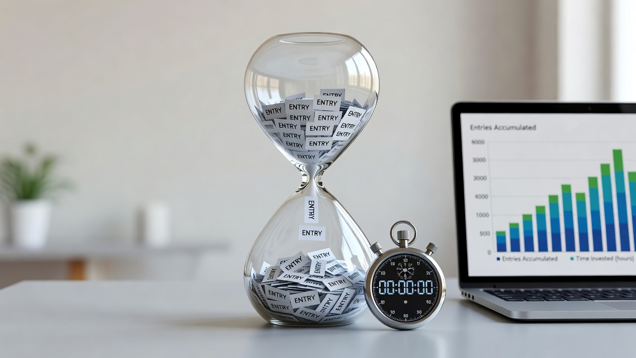 Analytics dashboard displaying time metrics for sweepstakes entry accumulation