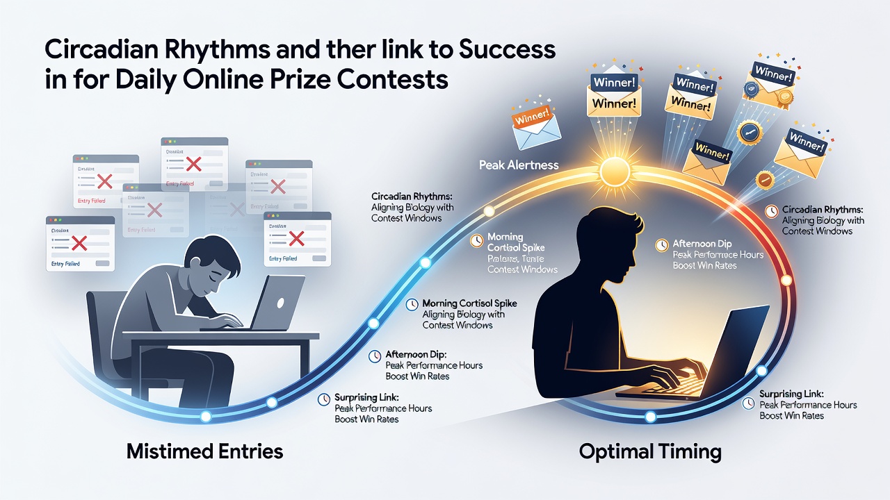 Graph showing daily circadian rhythm peaks aligned with online contest entry times and engagement data